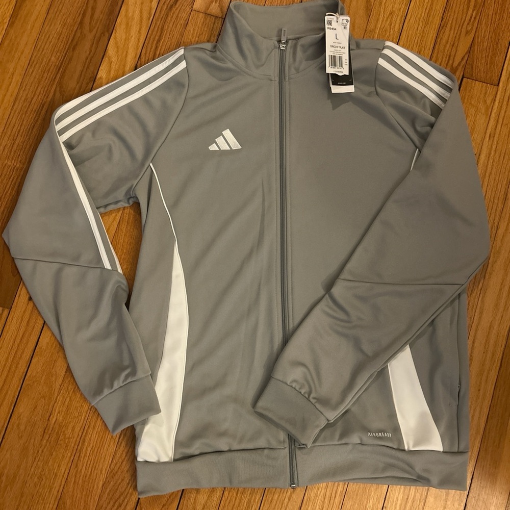 adidas Gray and White Athletic Track Jacket